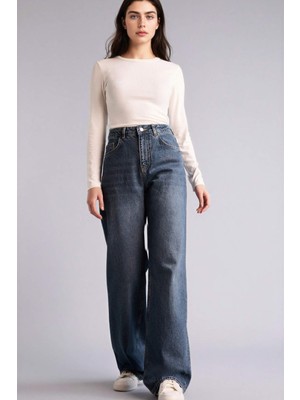 DeFacto %100 Pamuk Straight Wide Yüksek Bel Jean Pantolon G8849AX26SP