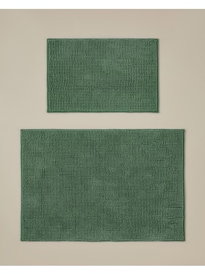 English Home Macaroni Kaydırmaz Taban Banyo Paspası Seti 60X90 + 40X60 cm Yeşil