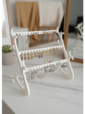 UltraMint Pratik ve Şık 3 Bölmeli Takı ve Küpe Standı, Düzenli Saklama Sağlar