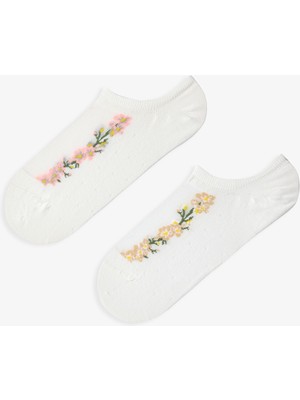 Penti 2 Çift Burun Dikişsiz Pamuklu Renkli Çiçek Desenli Sneaker Çorap