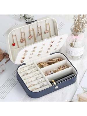 UltraMint Dikdörtgen Takı Kutusu, 3 Bölmeli, Yüzük, Küpe, Kolye, Seyahat Organizer