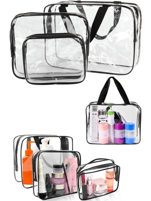 UltraMint 3'lü Şeffaf Makyaj Çantası Seti, Valiz ve Bavul Için Organizer