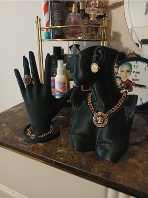 UltraMint 21CM Dekoratif Takı ve Yüzük Organizer Manken Seti, Şık Teşhir Standı