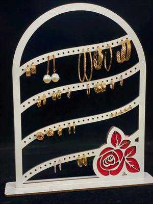 UltraMint Ahşap Küpe ve Takı Standı, Ayaklı Organizer, Şık ve Pratik Sergileme