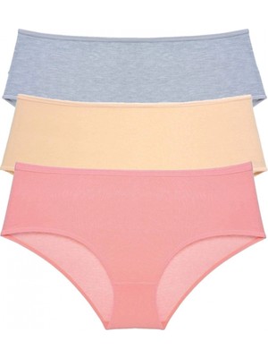 MiraLive 3 Adet Kadın Yüksek Bel Bato Külot Gri Ten Pudra