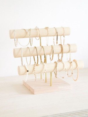 UltraMint Ahşap Takı Organizeri, Bileklik, Kolye ve Saat Askısı Standı