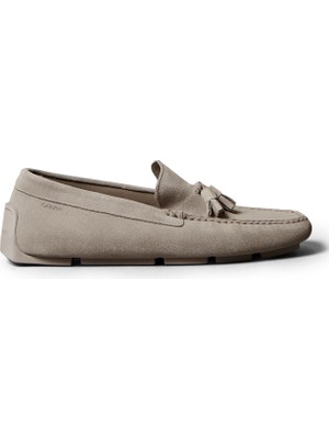 Calvin Klein %100 Dana Süet Taupe Erkek Loafer Drıver Tassels Su