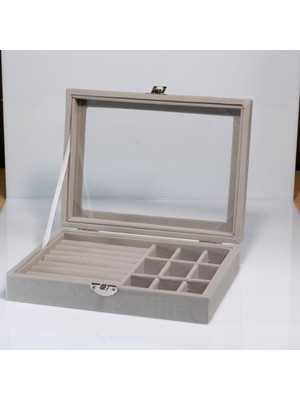 UltraMint Gri Camlı Çekmece Takı Düzenleyici, Şık ve Pratik Saklama Çözümü