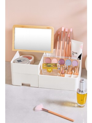 UltraMint Şık ve Fonksiyonel Bambu Makyaj Organizeri, Düzen ve Estetik Sunar