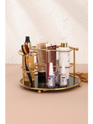 UltraMint Çok Amaçlı Paslanmaz Kaplama Makyaj ve Banyo Organizeri Siyah Gold