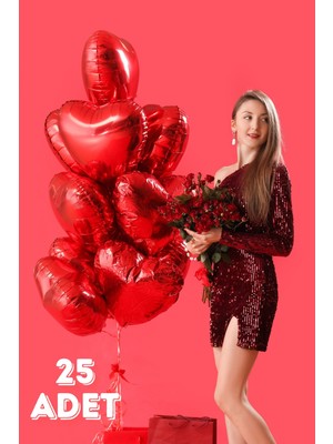 Baloncu Dede Kalpli Folyo Balon 25 Adet Helyum Uyumlu Balon Sevgili ve Özel Gün Balon