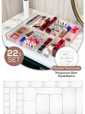 UltraMint 22 Parça Takı ve Makyaj Düzenleyici Organizer, Çekmece Için Şık ve Pratik