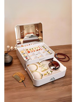UltraMint Şık Aynalı Takı Kutusu, Pratik ve Güvenli Saklama Çözümü