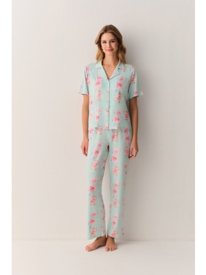 Suwen Elegant Gömlek Yaka Pijama Takımı