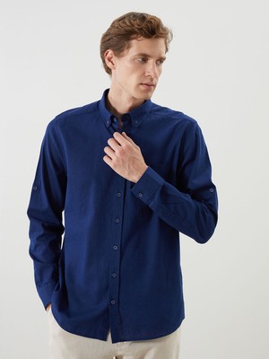 Lc Waikiki Yeni Sezon Regular Fit Uzun Kollu Keten Karışımlı Erkek Gömlek