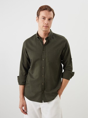 Lc Waikiki Yeni Sezon Regular Fit Uzun Kollu Keten Karışımlı Erkek Gömlek
