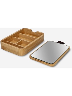 UltraMint Şık ve Zarif Bambu Aynalı Takı Kutusu, Düzenli Saklama Kolaylığıyla