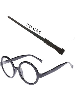 Eco Port Harry Potter Asası 30 cm ve Siyah Çerçeveli Harry Potter Gözlüğü Seti