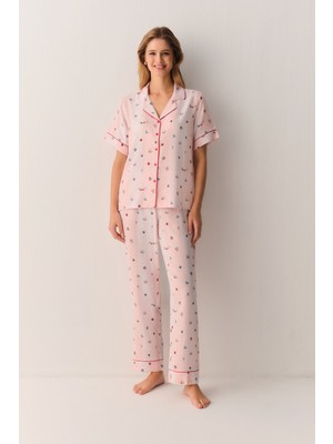Suwen Smile Gömlek Yaka Pijama Takımı