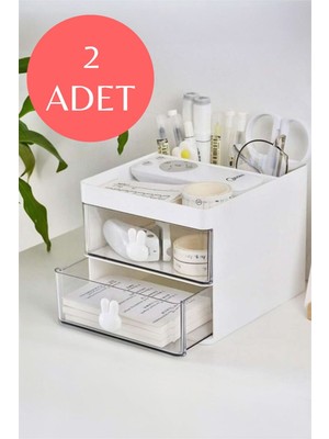 UltraMint Iki Adet Çok Bölmeli Makyaj Organizeri, Fırça ve Kozmetik Düzenleyici