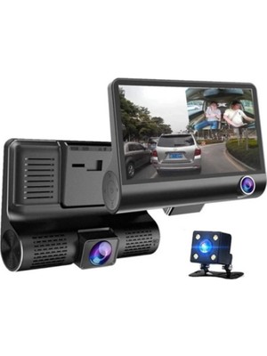 Eco Port Araç Içi Kamera Gece Görüşlü 3 Kameralı 4 Inç 1080P Yol Kayıt Kamerası Geri Vites