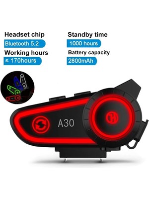 Eco Port A30 Motosiklet Kask Kulaklık Intercom Işıklı Motorsiklet Interkom