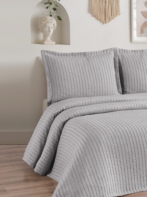 Calantha Home Collection Lena 3 Parça Çift Kişilik Pike Takımı Gri 230 x 240 cm