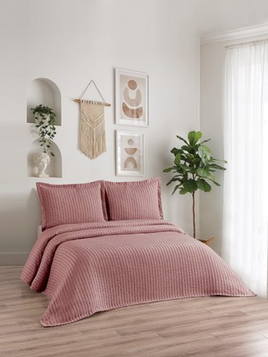 Calantha Home Collection Lena 3 Parça Çift Kişilik Pike Takımı Kiremit 230 x 240 cm