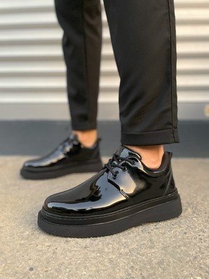 Zapatos JYX03 Luxor Bağcıklı Rugan Erkek Günlük Spor Klasik Ayakkabı Rst - Siyah