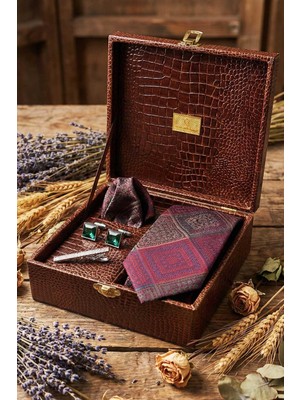 Kravatkolik Kahverengi Erkek Hediye Kutusu - Kravat Kol Düğmesi Kravat Iğnesi KMK134