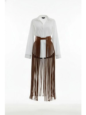 MiraLive Taba Etek Uzun Püsküllü Suni Deri Etek - BRF1003