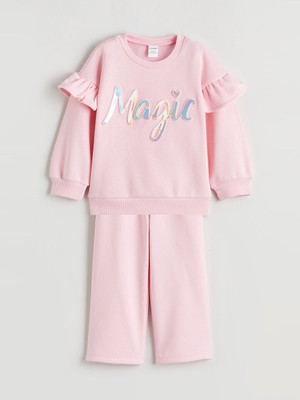 Lcw Pembe Kız Çocuk Sweatshirt ve Pantolon Takım