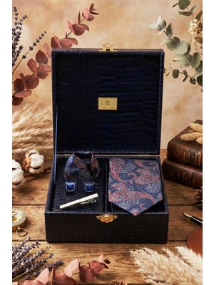 Kravatkolik Lacivert Erkek Hediye Kutusu - Mendilli Kravat Kol Düğmesi Kravat Iğnesi KMK107