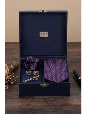 Kravatkolik Lacivert Erkek Hediye Kutusu - Mendilli Kravat Kol Düğmesi Kravat Iğnesi KMK66