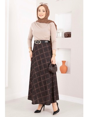 MDS Baklava Desen Scuba Etek Siyah