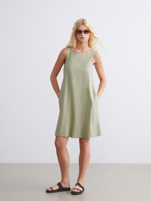 Lc Waikiki Yeni Sezon U Yaka A Kesim Keten Karışımlı Elbise