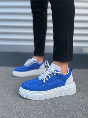 Zapatos JY010 Cloud Bağcıklı Süet Erkek Günlük Sneaker Ayakkabı Sbt - Mavi/beyaz