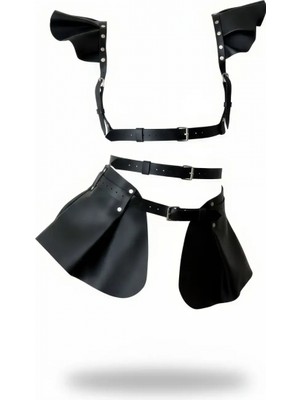 MiraLive Siyah Etek Suni Deri Etek Kemerli Zımba Detaylı Etek - BRF1001