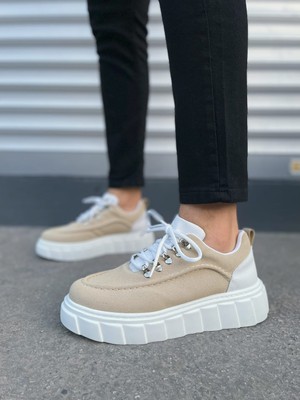 Zapatos JY010 Cloud Bağcıklı Süet Erkek Günlük Sneaker Ayakkabı Sbt - Krem/beyaz