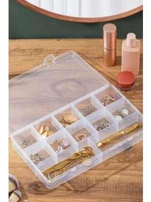 UltraMint Ayarlanabilir 15 Bölmeli Takı Kutusu, Düzenleyici ve Kapaklı Organizer