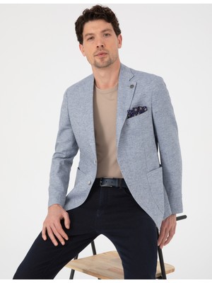 Pierre Cardin Erkek Açık Mavi Slim Fit Keten Karışımlı Ceket 50319613-VR003