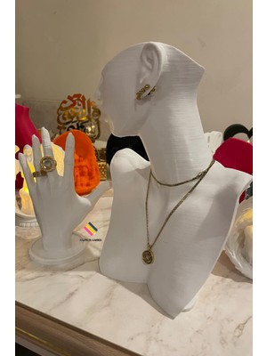 UltraMint 25CM Dekoratif Takı Organizer Manken Standı Seti, Şık Makyaj ve Mücevher Sergisi