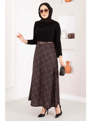 MDS Baklava Desen Scuba Etek Kahve