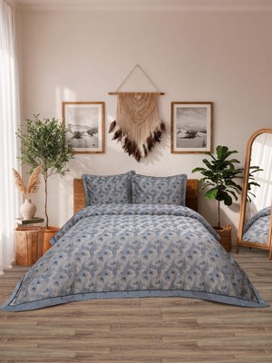 Calantha Home Collection Calantha Lotus  3 Parça Indigo  Pike Takımı  240 x 260 cm