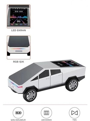 Eco Port D68 Cyber Model Araba Tasarımlı Bluetooth Hoparlör 15W Güçlü Ses Rgb LED /tws/usb Beyaz
