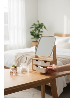 UltraMint Şeffaf Aynalı Takı Düzenleyici, Bambu Tasarım, Şık ve Pratik Saklama