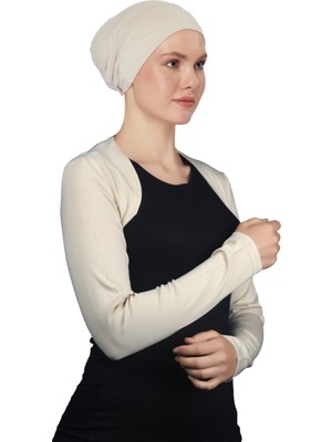 Al-Tobeh Uzun Kollu Tesettür Bolero - Krem
