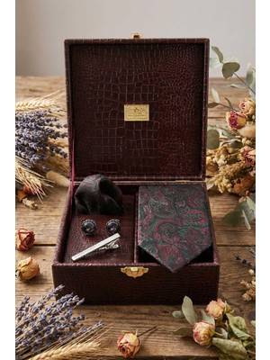 Kravatkolik Bordo Erkek Hediye Kutusu - Kravat Kol Düğmesi Kravat Iğnesi KMK129