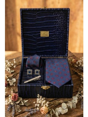 Kravatkolik Lacivert Erkek Hediye Kutusu - Kravat Kol Düğmesi Kravat Iğnesi KMK143