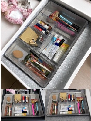 UltraMint Pratik 5 Bölmeli Çekmece Içi Düzenleyici, Kapaklı Takı ve Makyaj Organizer
